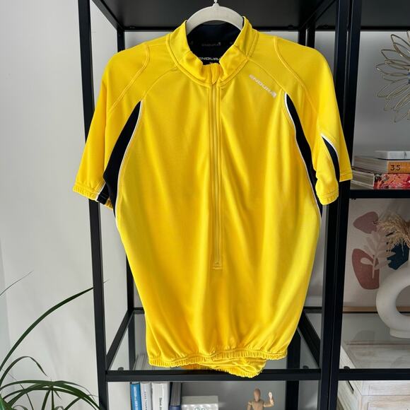Endura Other - Endura Yellow Black Short Sleeves 3/4 Zip Pullover Cycling Jersey Men’s Medium